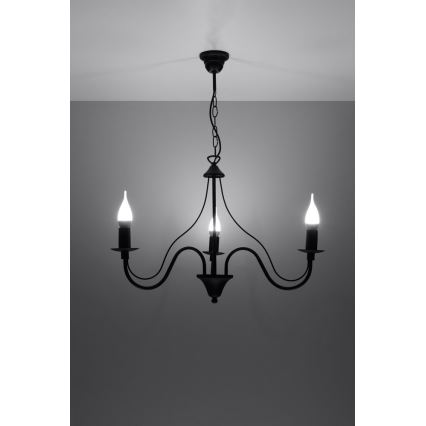 Lustre avec chaîne MINERWA 3 3xE14/40W/230V noir