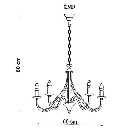 Lustre avec chaîne MINERWA 5 5xE14/40W/230V noir