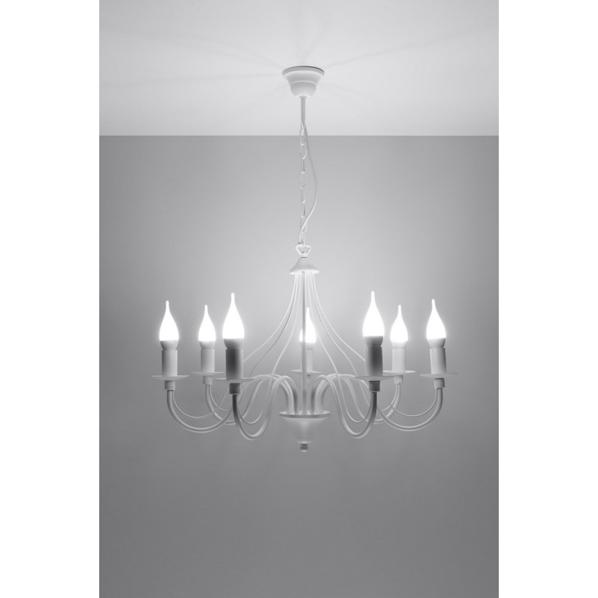 Lustre avec chaîne MINERWA 7 7xE14/40W/230V blanc