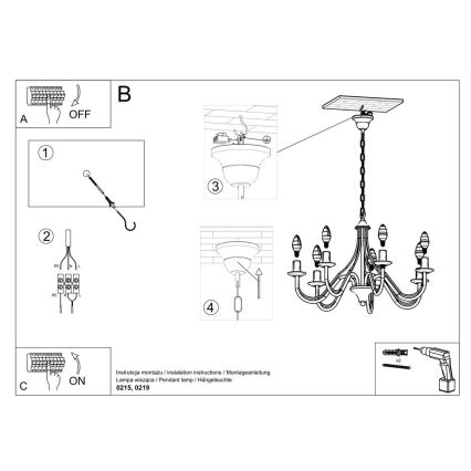 Lustre avec chaîne MINERWA 7 7xE14/40W/230V blanc