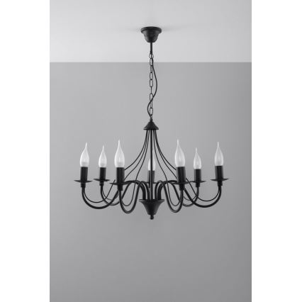 Lustre avec chaîne MINERWA 7 7xE14/40W/230V noir