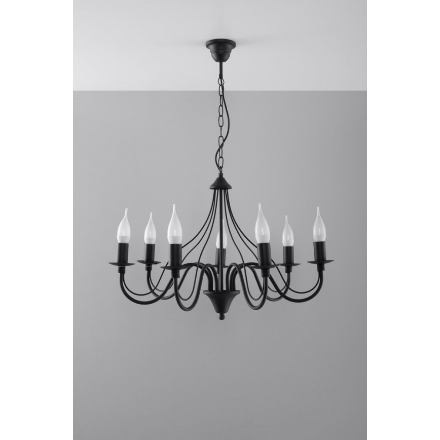 Lustre avec chaîne MINERWA 7 7xE14/40W/230V noir