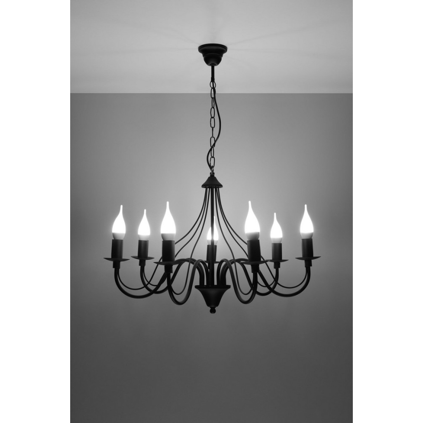 Lustre avec chaîne MINERWA 7 7xE14/40W/230V noir