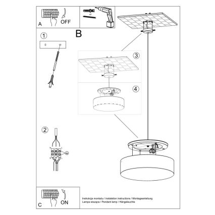 Lustre avec fil ARENA 45 3xE27/60W/230V blanc