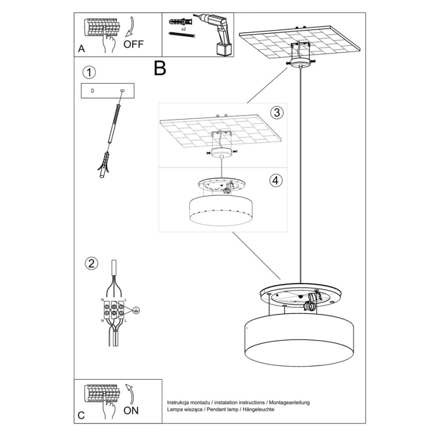 Lustre avec fil ARENA 45 3xE27/60W/230V gris