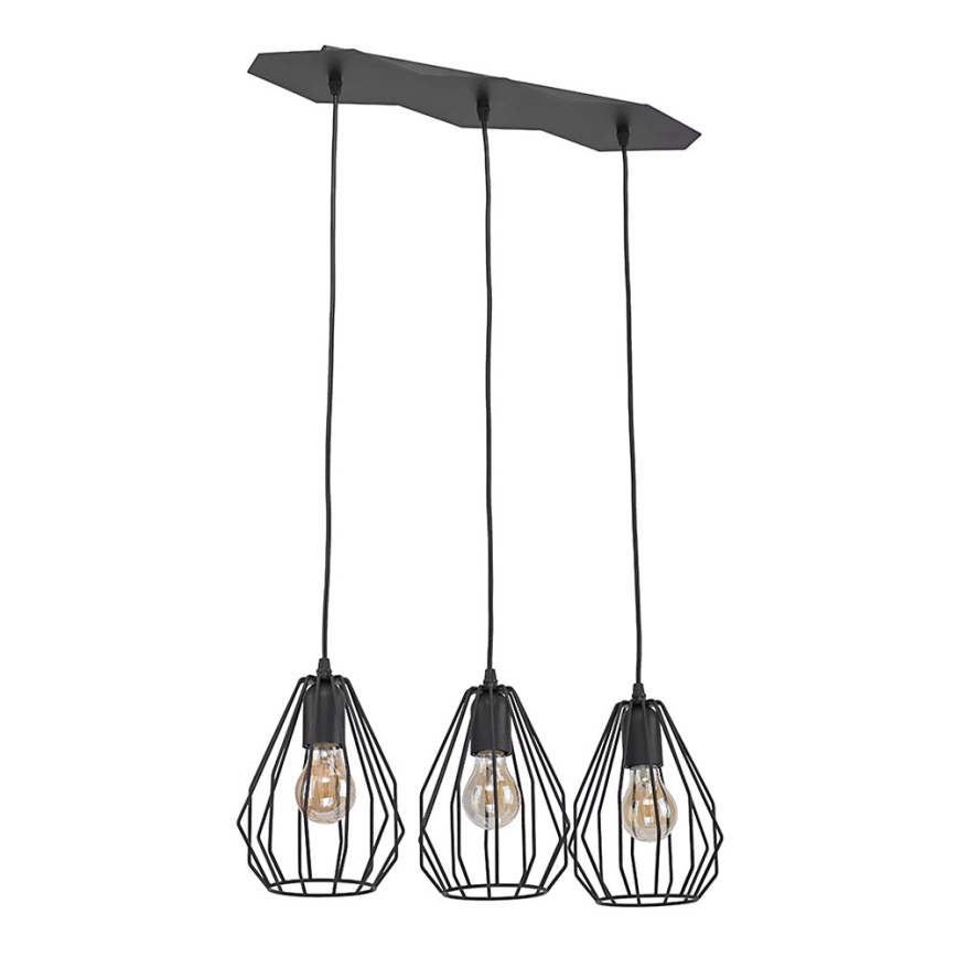 Lustre avec fil BRYLANT BLACK 3xE27/60W/230V