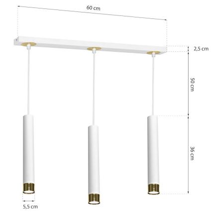 Lustre avec fil DANI 3xGU10/8W/230V