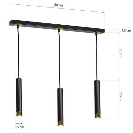 Lustre avec fil DANI 3xGU10/8W/230V