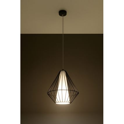 Lustre avec fil DEMI 1xE27/60W/230V noir/blanc