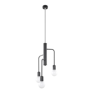 Lustre avec fil DUOMO 3M 3xE27/60W/230V noir