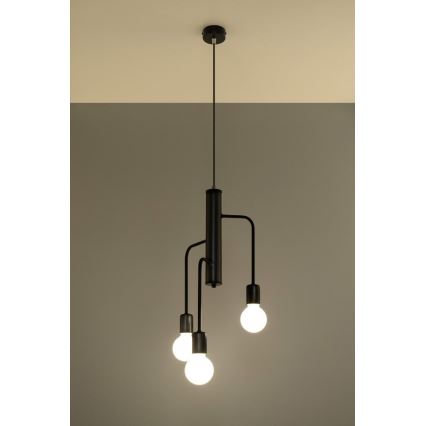 Lustre avec fil DUOMO 3M 3xE27/60W/230V noir