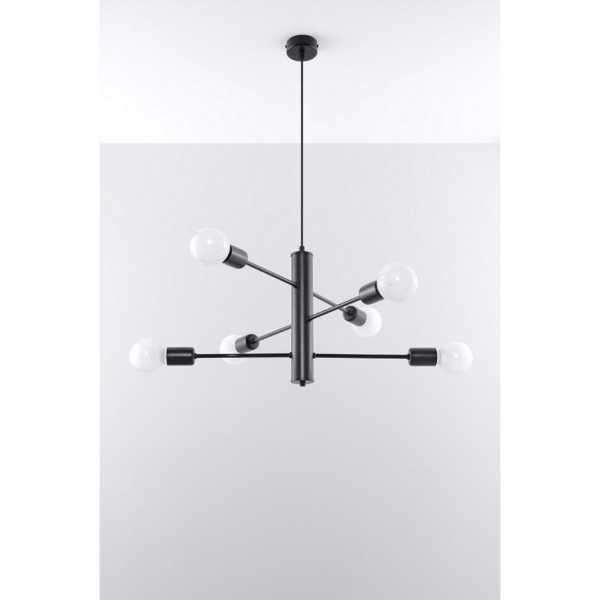 Lustre avec fil DUOMO 6 6xE27/60W/230V noir