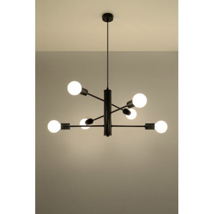 Lustre avec fil DUOMO 6 6xE27/60W/230V noir