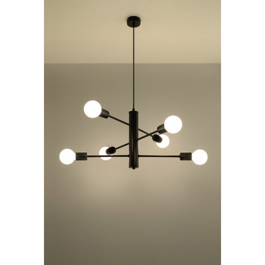Lustre avec fil DUOMO 6 6xE27/60W/230V noir