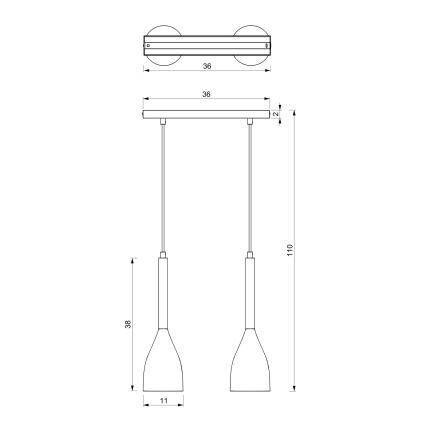 Lustre avec fil MUZA 2xE27/60W/230V