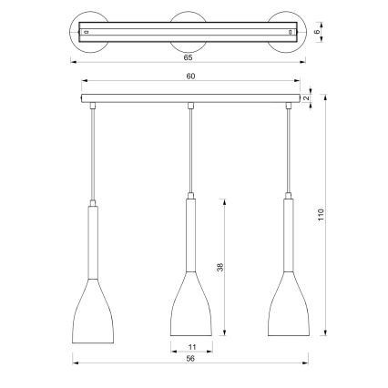 Lustre avec fil MUZA 3xE27/60W/230V