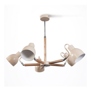Lustre avec tige KALITHEA 5xE27/60W/230V beige