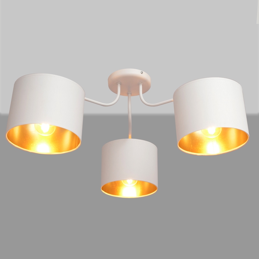 Lustre en applique  ALBA 3xE27/15W/230V blanc/doré