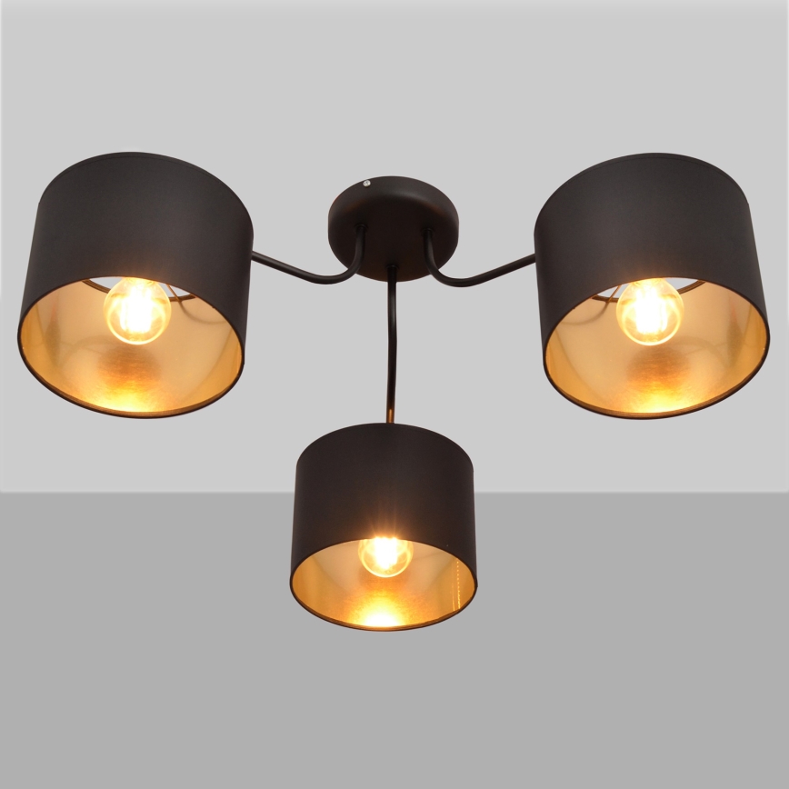Lustre en applique ALBA 3xE27/15W/230V noir et doré