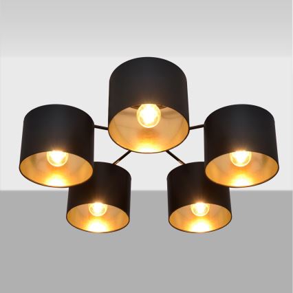 Lustre en applique ALBA 5xE27/15W/230V noir/doré