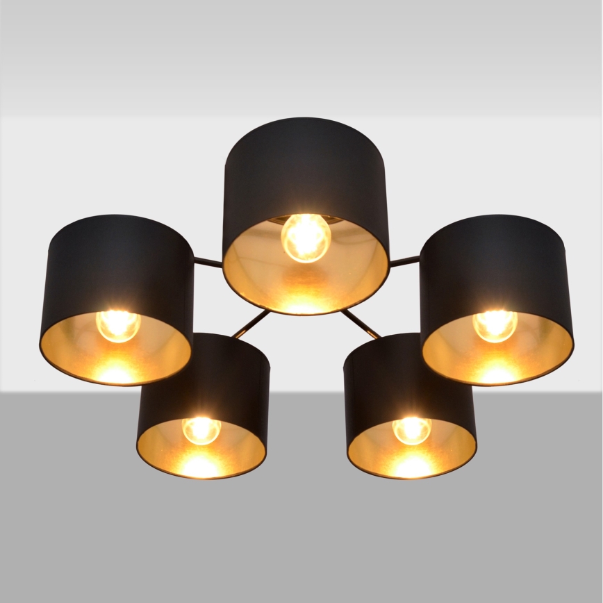 Lustre en applique ALBA 5xE27/15W/230V noir/doré