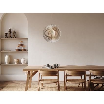 Lustre en bois sur câble 1xE27/60W/230V Ø 50 cm massif/placage/hévéa