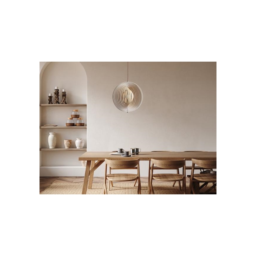 Lustre en bois sur câble 1xE27/60W/230V Ø 50 cm massif/placage/hévéa