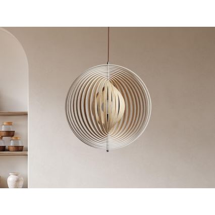 Lustre en bois sur câble 1xE27/60W/230V Ø 50 cm massif/placage/hévéa