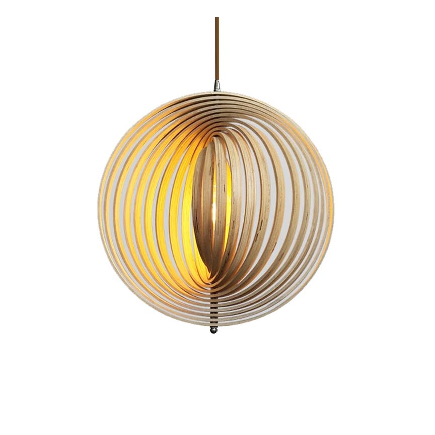 Lustre en bois sur câble 1xE27/60W/230V Ø 50 cm massif/placage/hévéa