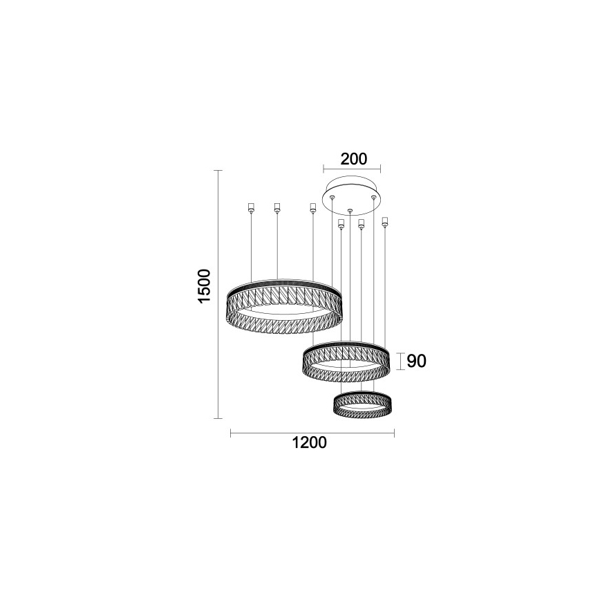 Lustre en cristal LED dimmable sur câble THALIA LED/120W/230V 3000-6000K + télécommande