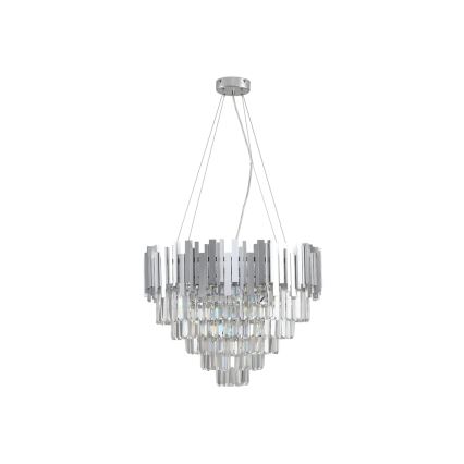 Lustre en cristal sur câble PLAZA 9xE14/40W/230V Ø 60 cm argenté