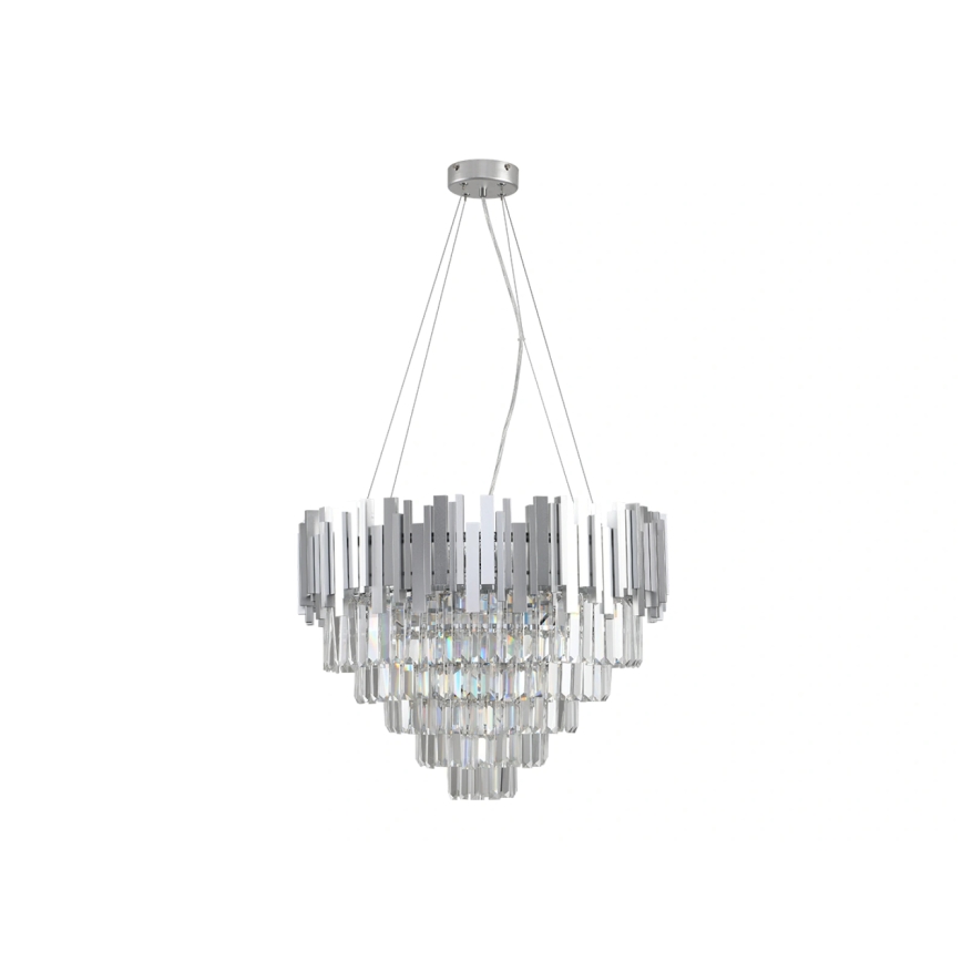 Lustre en cristal sur câble PLAZA 9xE14/40W/230V Ø 60 cm argenté