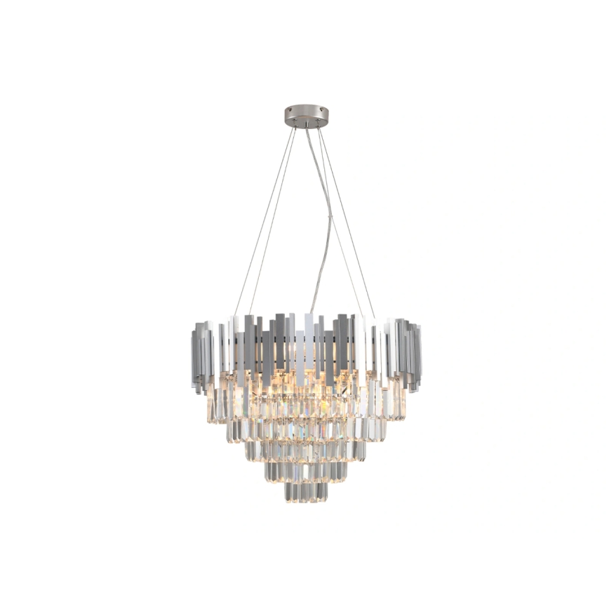 Lustre en cristal sur câble PLAZA 9xE14/40W/230V Ø 60 cm argenté