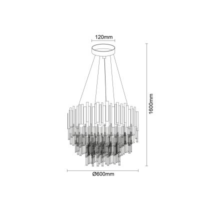 Lustre en cristal sur câble PLAZA 9xE14/40W/230V Ø 60 cm argenté