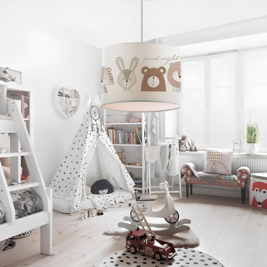 Lustre enfant CANDY 1xE27/40W/230V blanc/marron
