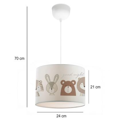 Lustre enfant CANDY 1xE27/40W/230V blanc/marron