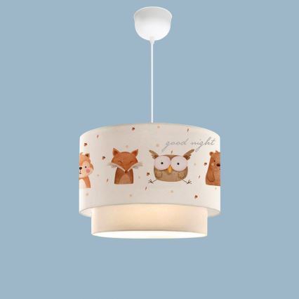 Lustre enfant CANDY 1xE27/40W/230V blanc/marron