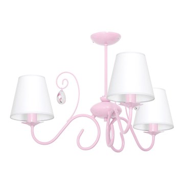 Lustre enfant LAURA 3xE14/60W/230V rose clair