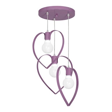 Lustre enfant LOVE 3xE27/60W/230V violet