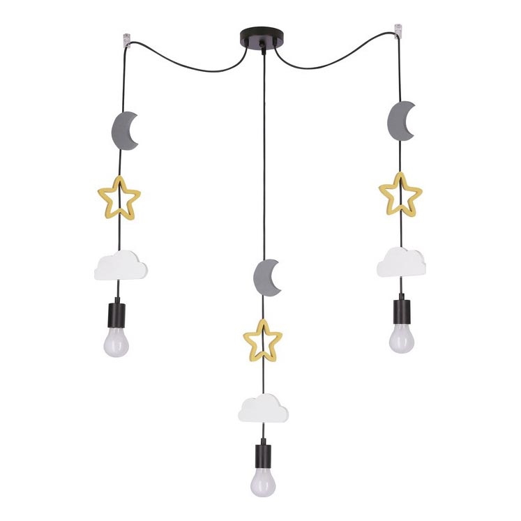 Lustre enfant TRIO 3xE27/20W/230V gris/jaune/blanc