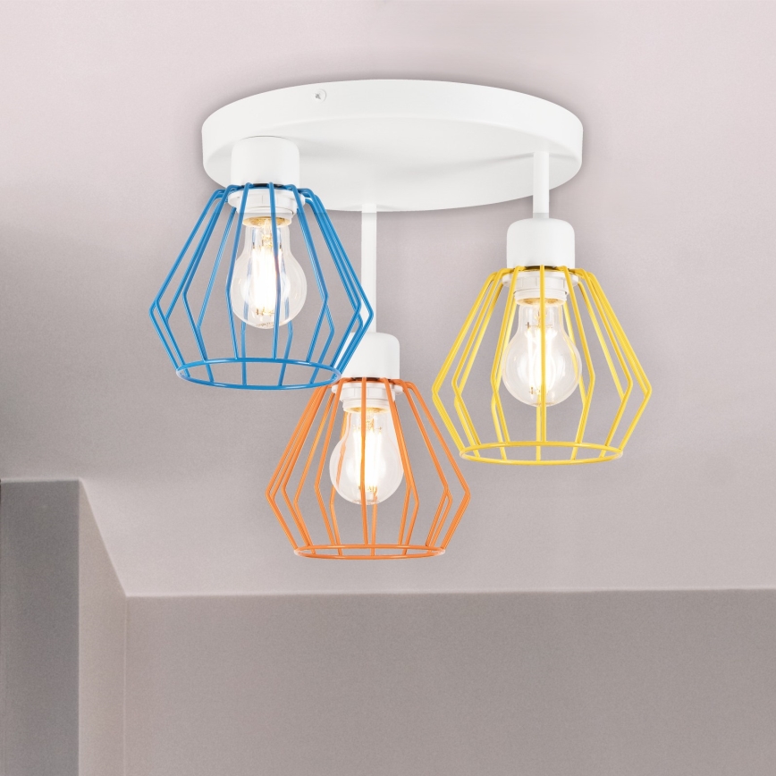 Lustre fixé au plafond AUDREY 3xE27/60W/230V multicolore