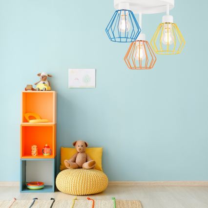 Lustre fixé au plafond AUDREY 3xE27/60W/230V multicolore