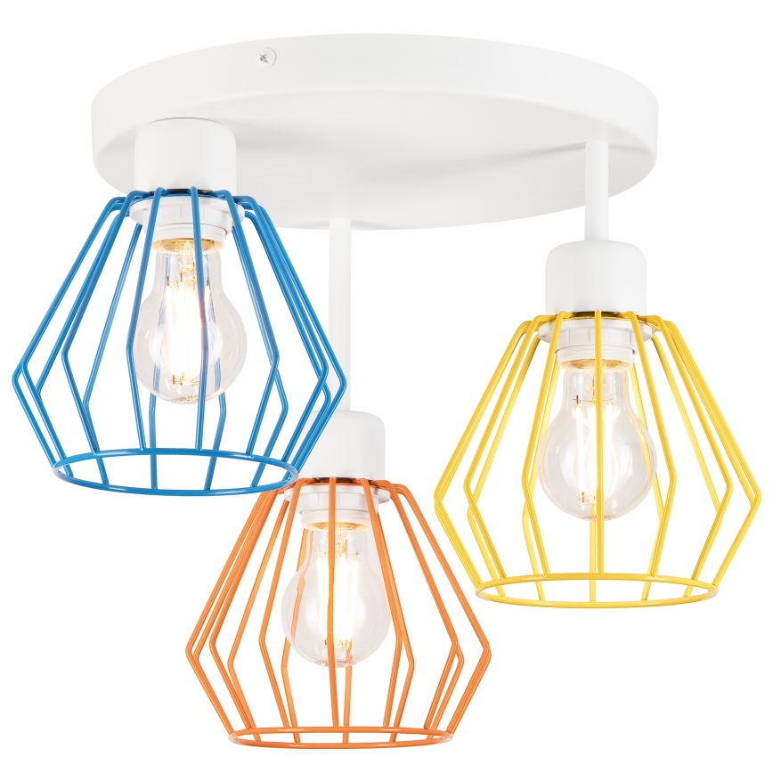 Lustre fixé au plafond AUDREY 3xE27/60W/230V multicolore