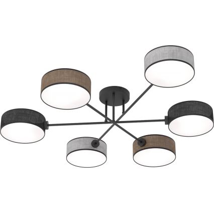 Lustre fixé au plafond MAGA 6xE14/10W/230V noir/marron/gris