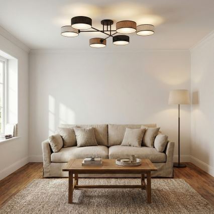 Lustre fixé au plafond MAGA 6xE14/10W/230V noir/marron/gris