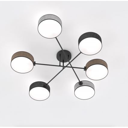 Lustre fixé au plafond MAGA 6xE14/10W/230V noir/marron/gris