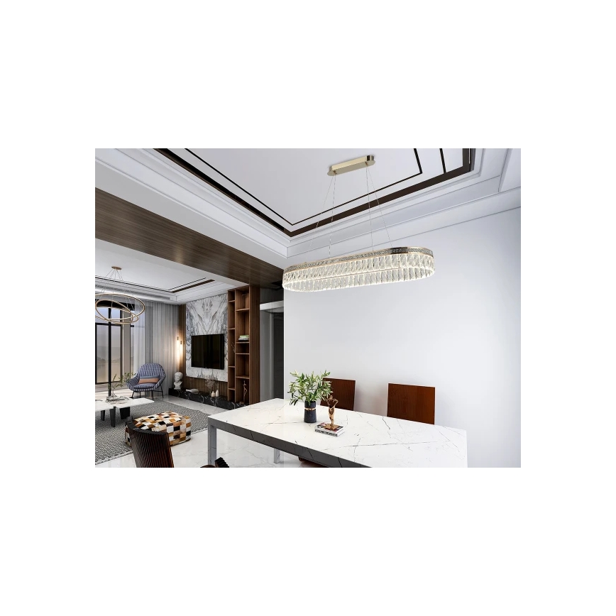 Lustre LED dimmable en cristal suspendu sur câble THALIA LED/50W/230V 3000-6000K + télécommande