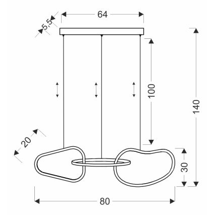 Lustre LED sur câble ANNELI LED/30W/230V 80 cm doré