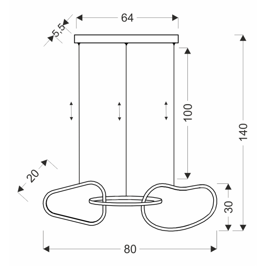 Lustre LED sur câble ANNELI LED/30W/230V 80 cm doré