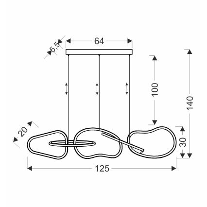 Lustre LED sur câble ANNELI LED/45W/230V 125 cm doré